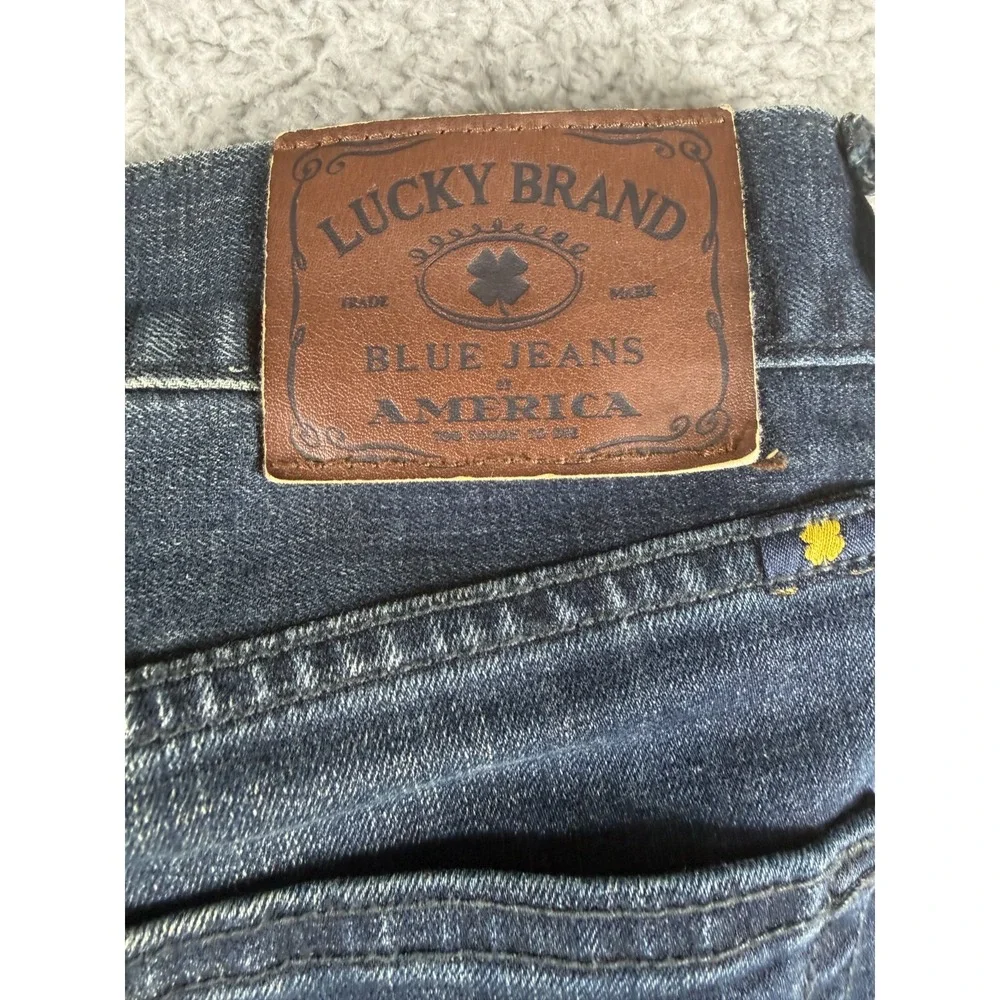 Lucky Brand Heritage Slim Dark Wash Denim Blue Jeans Mens 34 x 30 Stretch